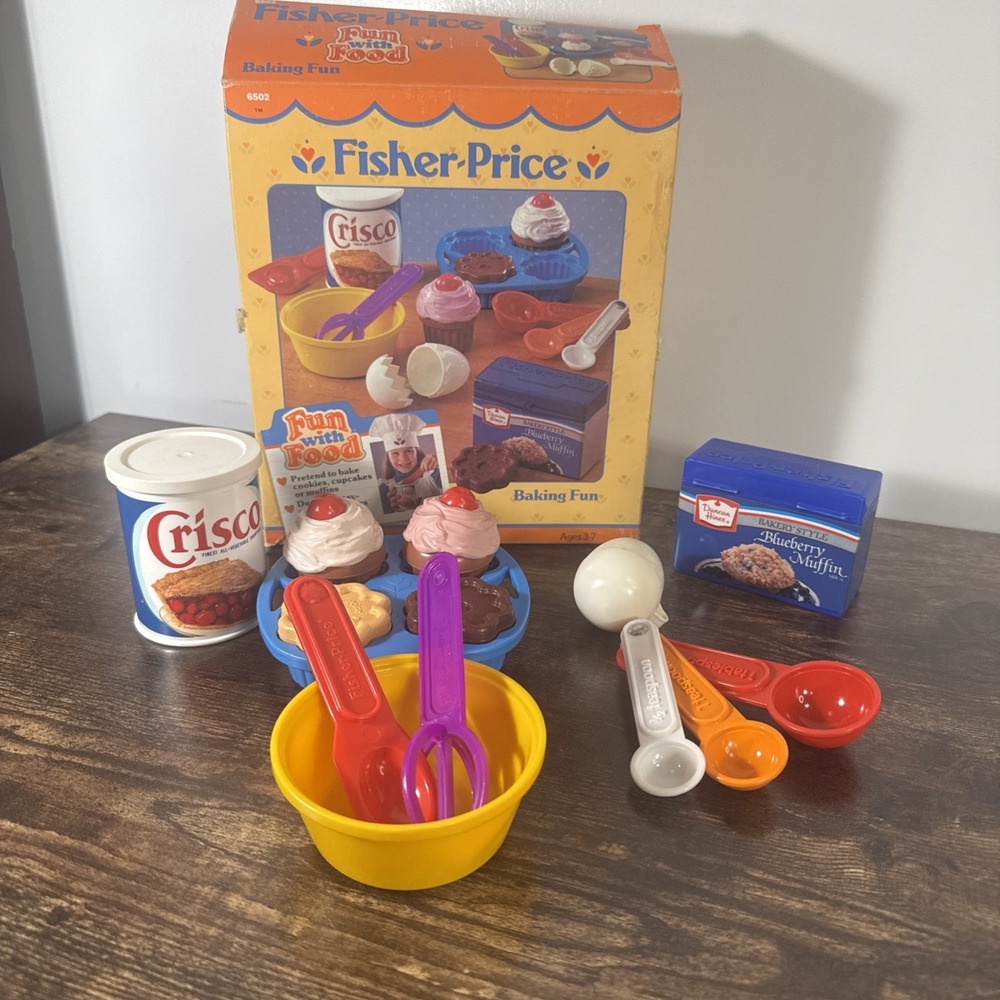 Vintage Fisher Price Fun With Food Set #6502 Baking Fun Complete In Box Crisco